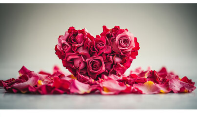 Romantic Pink Rose Petals Spread for Valentine's Day
