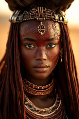 Vibrant traditional african costume portrait highlighting cultural elegance