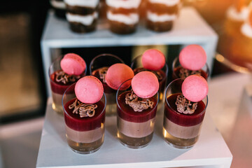 Delicious wedding reception candy bar dessert table.