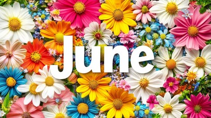 June Banner Vibrant Floral Background for Summer Calendar Designs and Seasonal Promotions
