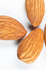 Macro nuts almond isolate on white