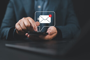 Email campaign alert concept. New email send notification for business e-mail communication....