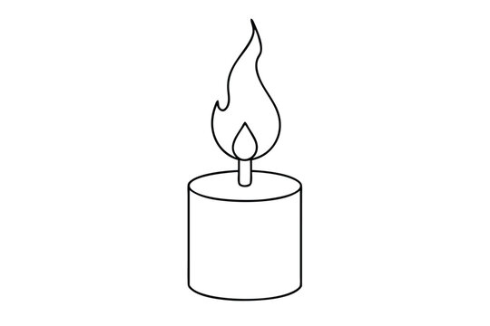 recommend clip art: Burning fire candle line drawing vector illustration