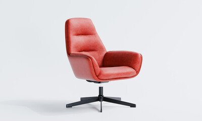 3d render of isolated swivel leather chair on white background