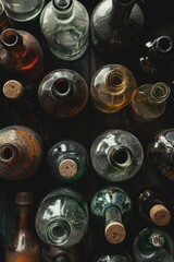 Variety of bottles in close-up view, likely for sale or collection.