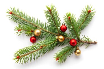 Christmas tree branch isolated on white background