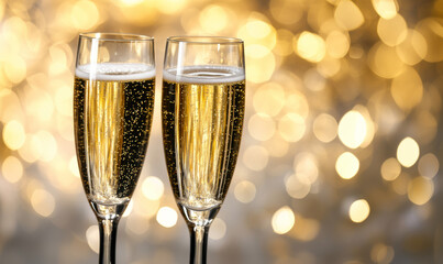 Champagne Toast with Two Flutes for a Celebration