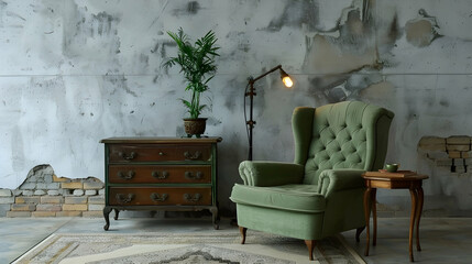 Modern style interior design 3d illustration