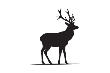 Black Silhouette Deer Vector
