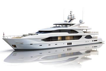 Luxury white long yacht for make mockups, Beautiful modern yacht , on white background