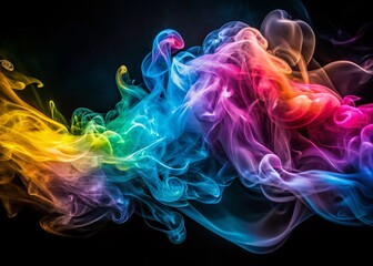 Obraz premium Colorful Abstract Smoke Flowing in Motion Captured in Stunning Portrait Photography, Showcasing Vivid Hues and Dynamic Swirls for a Mesmerizing Visual Experience