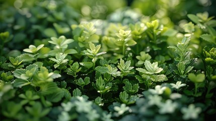 A garden full of green plants.