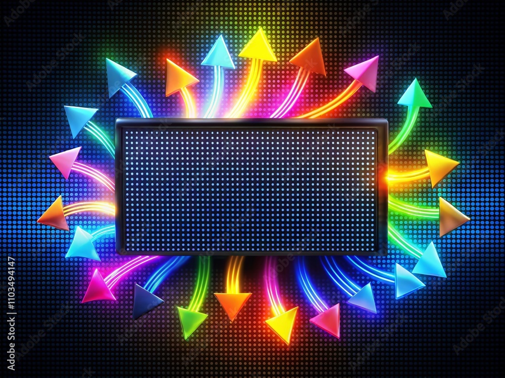 Poster colorful arrows flowing smoothly across the screen in a dynamic marquee display with embedded alpha 