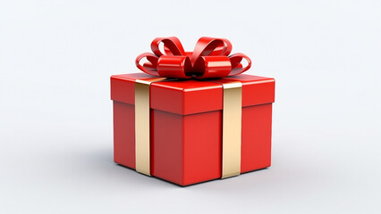 Obraz premium Red gift box with gold ribbon. Concept of surprise, celebration, and presents.