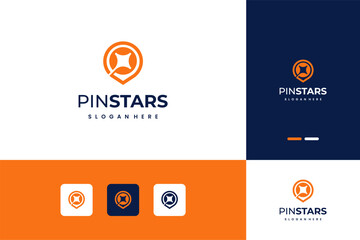 Pin location combine with star logo design inspiration