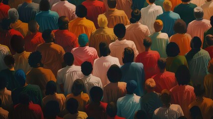 Obraz premium A diverse crowd in a vibrant palette of hues