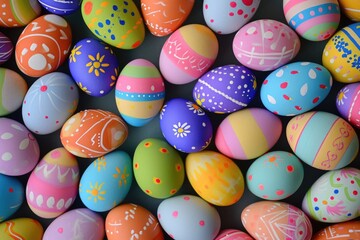 Obraz premium Brightly decorated eggs for Easter celebration.