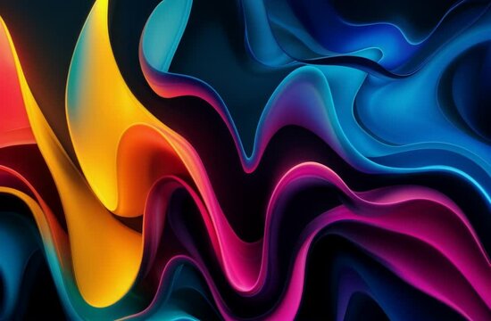 Abstract blue, pink, yellow silk texture background with flowing, wavy patterns and smooth gradients.