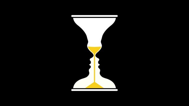 Animation of a rubin ​​vase and an hourglass, optical illusion. 4k UHD video.
