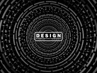 Abstract futuristic dark black background with circular wave design. Realistic 3d wallpaper with modern digital patterns. Perfect background for posters, websites, brochures, banners, apps, etc.