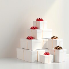 Obraz premium stack of gift boxes arranged in a pyramid, symbolizing organized success.