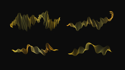 Set of abstract backdrops with luxury golden waves