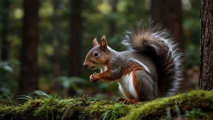 Fototapeta premium squirrel eating nut