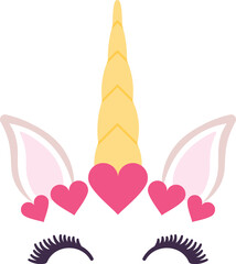A unicorn with a heart on its head and a heart on its horn