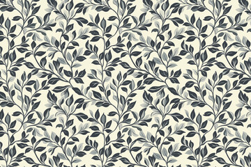 Fototapeta premium Toile pattern tapestry. Arts and crafts. Monochrome botanical pattern background. Created with Generative AI technology