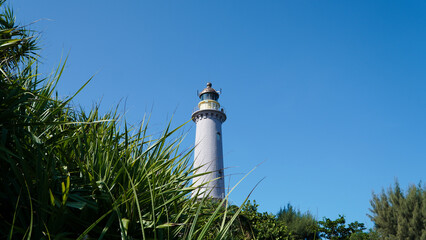 Lighthouse at sea dawn landscape in the Phu Yen, Vietnam. Beautiful sunrise over lighthouse. The...