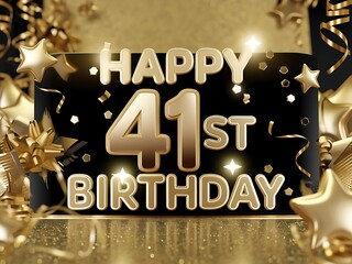 Sophisticated golden banner for a 41st birthday party.