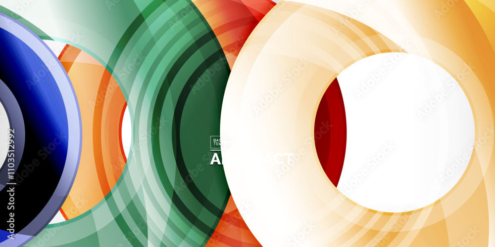 Poster bright colorful circles with light effects. abstract background