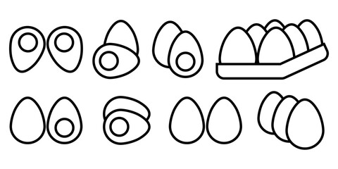 Boiled chicken egg icon collection, editable and resizable vector icon templates. Egg box stock. Vector illustration