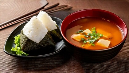 おにぎりと味噌汁