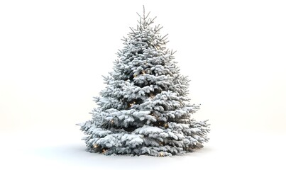 Fototapeta premium A Christmas tree with sparkles lights fairy elements and a touch of snow on the branches