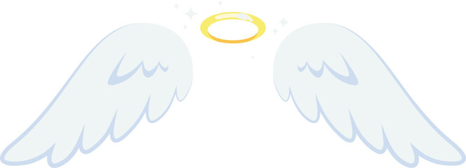 Two angel wings with a golden circle in the center