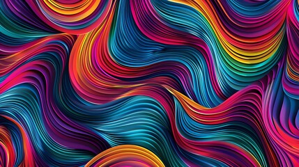Fototapeta premium Abstract, colorful, 3D wavy shapes.
