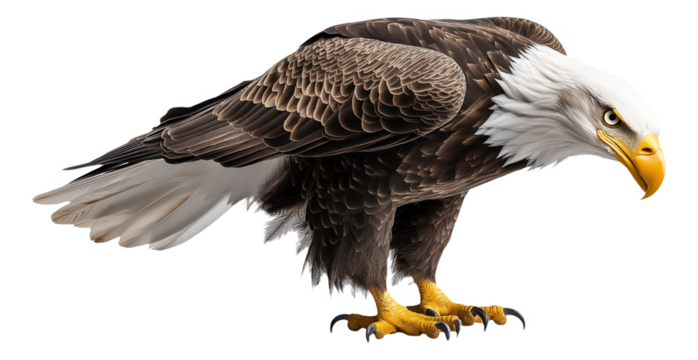PNG Bald eagle with detailed feathers and sharp claws