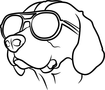 recommend clip art: Dog with sunglasses line art vector
