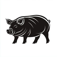 Fototapeta premium Silhouette Pig Profile Vector: Agricultural Branding