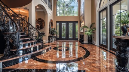 Obraz premium Opulent Grand Entryway with Marble Flooring