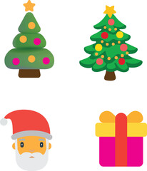 Christmas Icons Festive Decorations Holiday Symbols Santa Gift Trees Ornaments