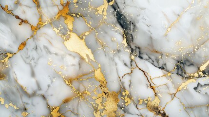White marble with gold veins and flecks.