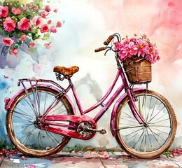 Fototapeta premium vintage bicycle with flowers