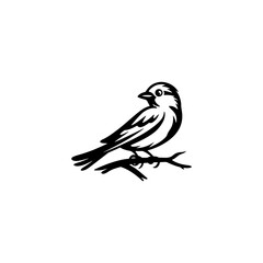 Sparrow silhouette vector, Stylized Blackbird Silhouette: Perfect Branding Art, sparrow silhouette vector illustration, sparrow little bird icon, simple cartoon line vector art
