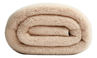 PNG Rolled beige towel on white background