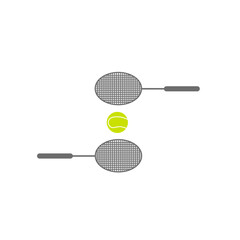 Simple vector illustration featuring two tennis rackets and a tennis ball. Ideal for sports-related themes, with a focus on tennis equipment and minimalist designs for banners or educational materials