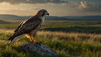 Fototapeta premium red tailed hawk on the ground