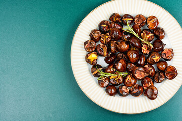 Charred roasted Chestnuts.