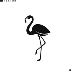 Flamingo silhouette. Beautiful bird vector